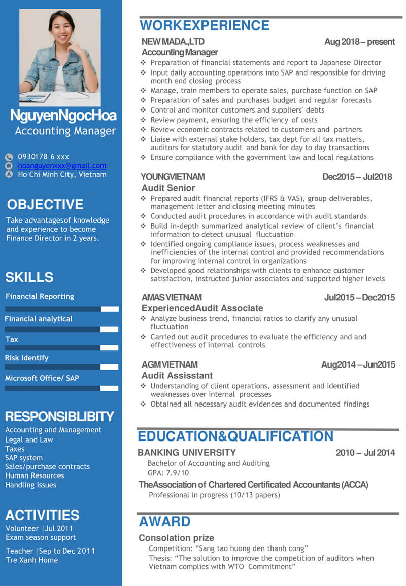 Mẫu CV kế toán ấn tượng